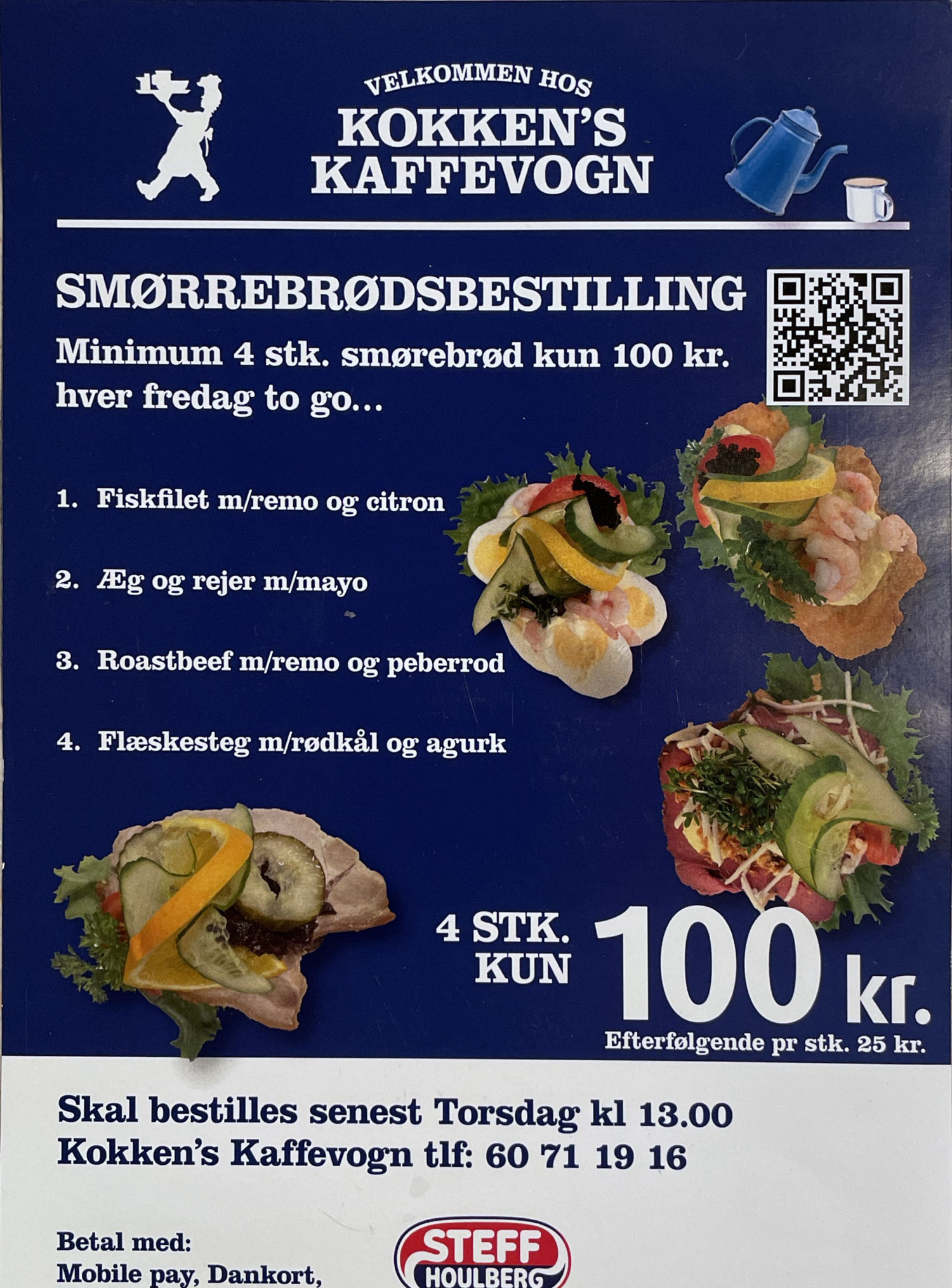 Bestil smørrebrød til frokosten hos Kokkemanden